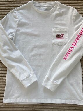 EUC Vineyard Vines Girl’s Long Sleeve Tshirt Hot Pink Cheetah Print Whale L (16)